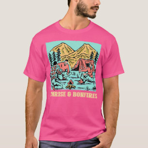 T-shirt Lever Du Soleil Et Feux De Bonfeux Camping Camper