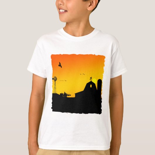 T-shirt lever du soleil sur la ferme (Devant)