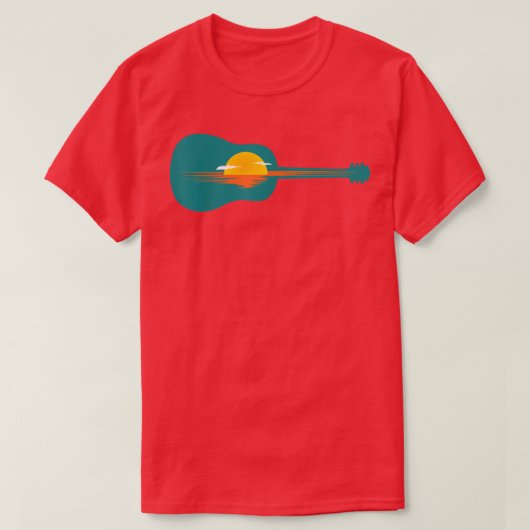 T-shirt lever ou coucher de soleil sur la Guitare (Design devant)