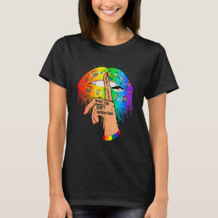 T-shirt Lèvres arc-en-ciel déchiquetées main Ne juge pas L