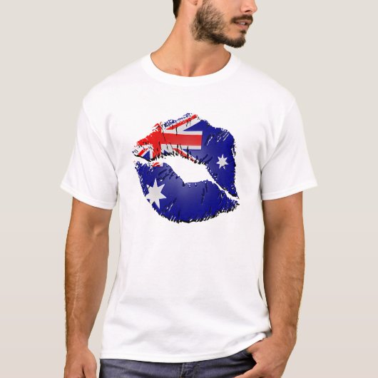 T-shirt Lèvres australiennes de drapeau (Devant)