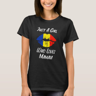T-shirt Lèvres Bouche Aimer Roumain Drapeau Mamaia