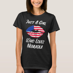 T-shirt Lèvres Bouche Amour Drapeau Américain Nebraska