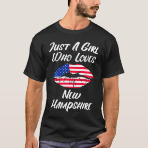 T-shirt Lèvres Bouche Amour Drapeau Américain New Hampshir