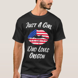 T-shirt Lèvres Bouche Amour Drapeau Américain Oregon