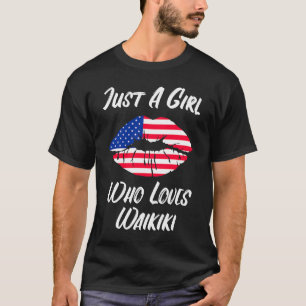 T-shirt Lèvres Bouche Amour Drapeau Américain Waikiki