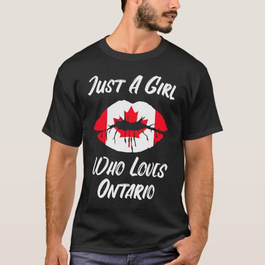 T-shirt Lèvres Bouche Amour Drapeau Canadien Ontario (Devant)