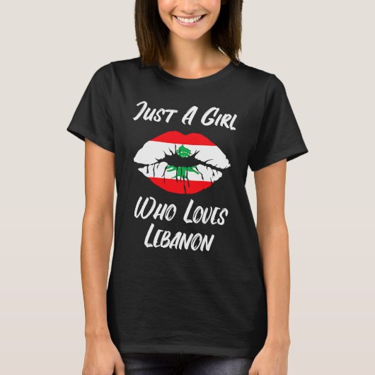 T-shirt Lèvres Bouche Amour Drapeau Libanais (Devant)