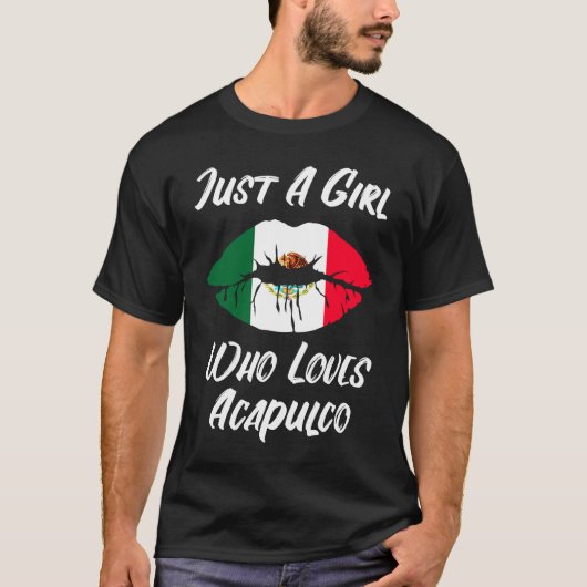 T-shirt Lèvres Bouche Amour Drapeau Mexicain Acapulco (Devant)