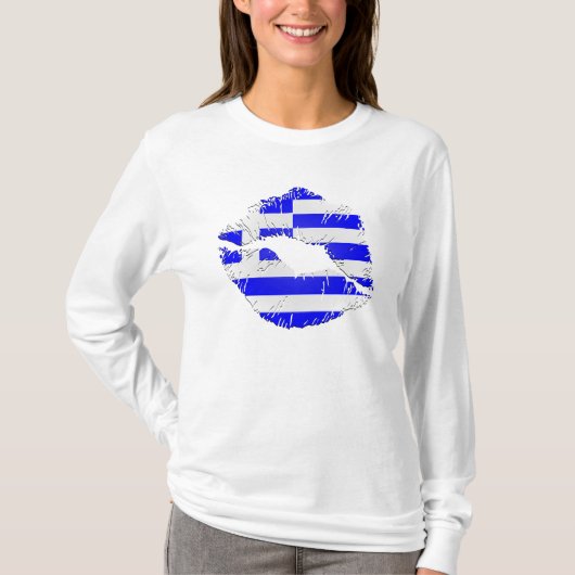 T-shirt Lèvres de drapeau de la Grèce (Devant)