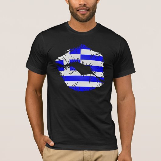 T-shirt Lèvres de drapeau de la Grèce (Devant)