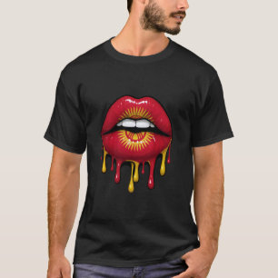 T-shirt Lèvres de fille du Kirghizistan goutte à goutte