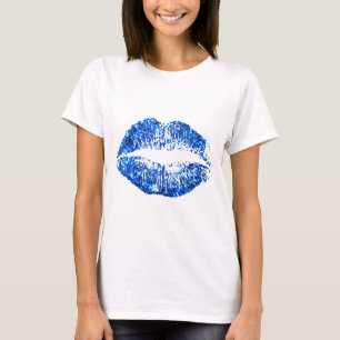 T-shirt Lèvres de Parties scintillant bleue