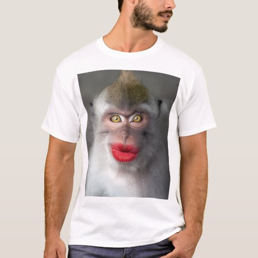 T-shirt lèvres de singe drôles (Devant)