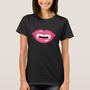 T-shirt Lèvres de vampire brillantes roses Dents de vampir