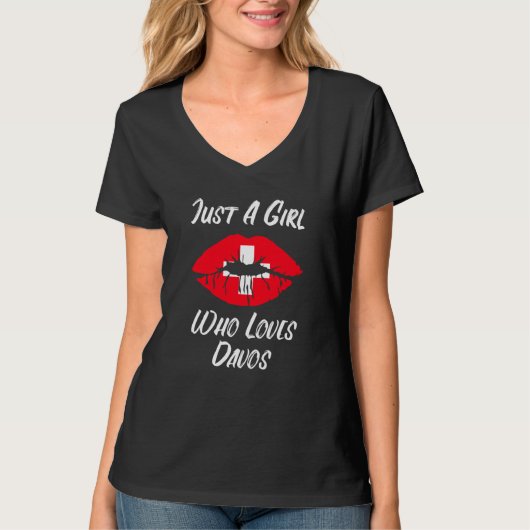 T-shirt Lèvres et bouche aiment le drapeau suisse Davos (Devant)