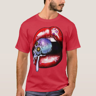 T-shirt Lèvres et crâne rouge d'Halloween