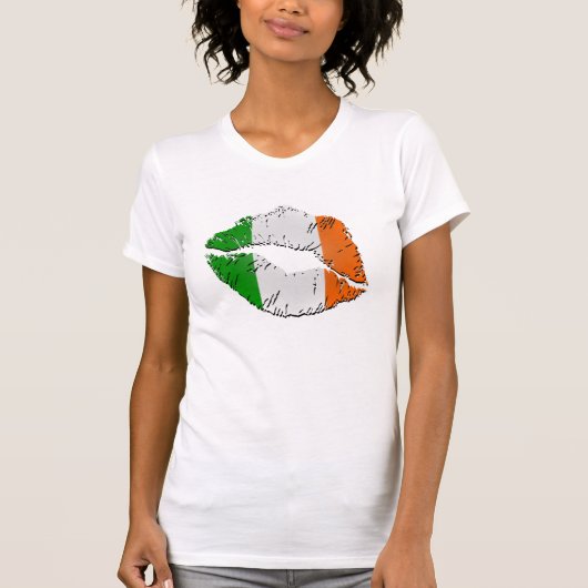 T-shirt Lèvres irlandaises de drapeau (Devant)