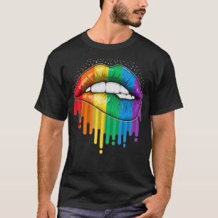 T-shirt Lèvres LGBT Pride Rainbow Gay Lesbian Bisexual Tra
