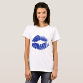 T-shirt Lèvres Pailletées Bleues (Devant entier)