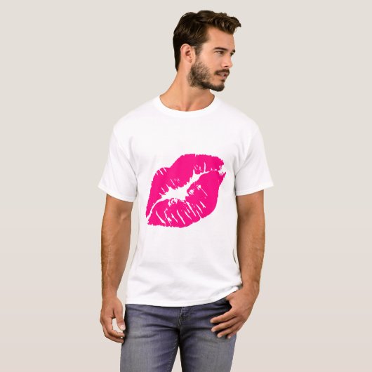 T-shirt Lèvres roses de baiser (Devant entier)