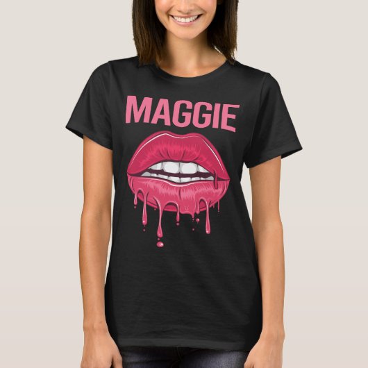 T-shirt Lèvres roses - Maggie Nom (Devant)