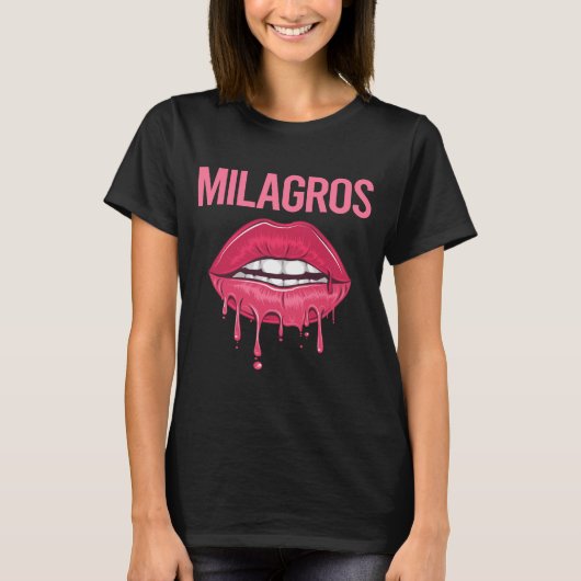 T-shirt Lèvres roses - Milagros Nom (Devant)