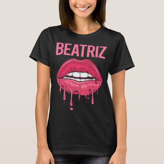 T-shirt Lèvres roses - Nom Beatriz (Devant)