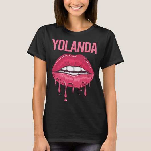 T-shirt Lèvres roses - Nom de Yolanda (Devant)