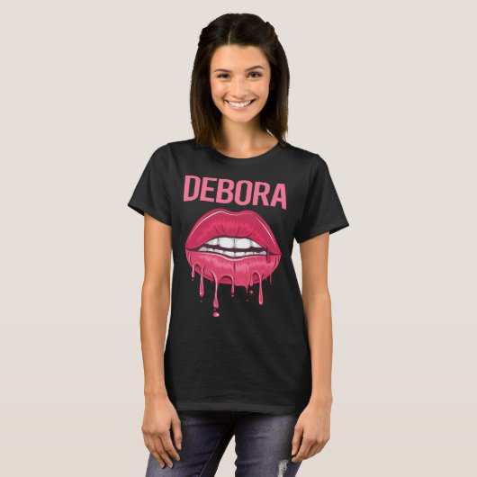 T-shirt Lèvres roses - Nom Debora (Devant entier)