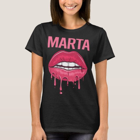 T-shirt Lèvres roses - Nom Marta (Devant)