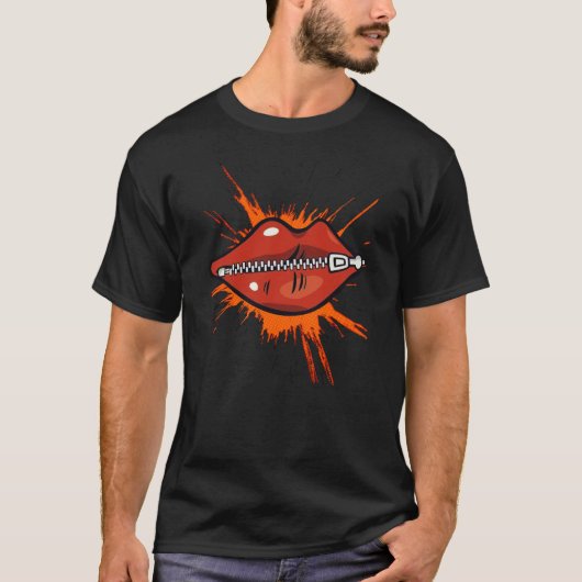T-shirt Lèvres rouges avec la tirette (Devant)