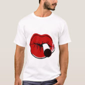 T-shirt Lèvres rouges fumantes à la cigarette (Devant)