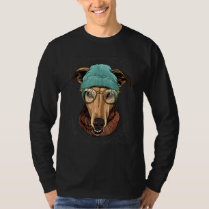 T-shirt Lévrier hipster animal portant des lunettes de sol