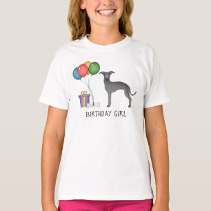 T-shirt Lévrier Italien Bleu Mignon - Fille d'anniversaire