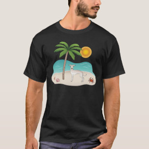 T-shirt Lévrier Italien Crème à la Plage Tropicale d'Été
