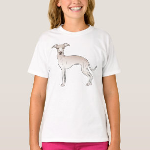 T-shirt Lévrier italien crème Chien de dessin animé mignon