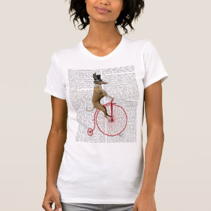 T-shirt Lévrier sur le vélo rouge de quart de penny de