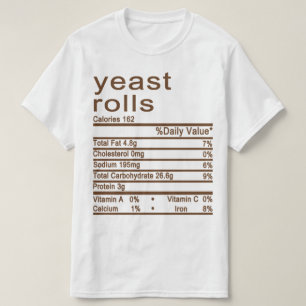 T-shirt levures roulées étiquette de la valeur nutritive