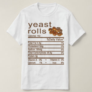 T-shirt levures roulées étiquette de la valeur nutritive