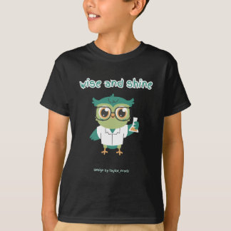 T-shirt L'EXPÉRIENCE , garçon scientifique hibou noir