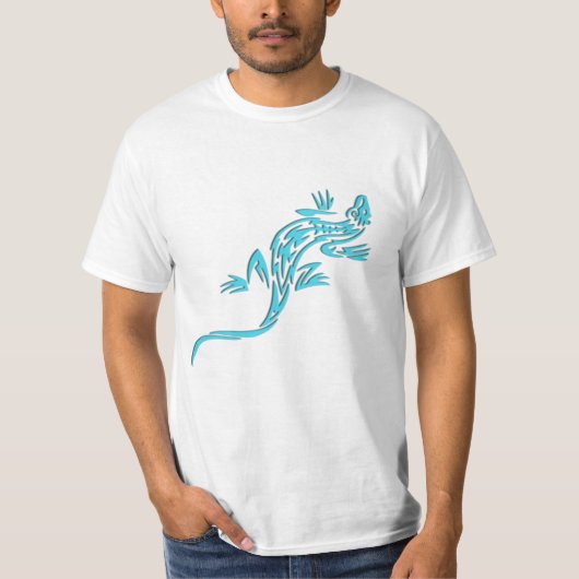 T-shirt Lézard bleu tribal (Devant)