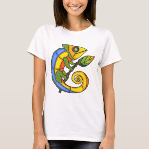 T-shirt Lézard Coloré sur une Branche