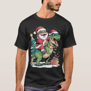 T-shirt Lézard Santa sur T-Rex vert avec des cadeaux