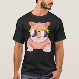 T-shirt Lgbt Agender Chat Lunettes de soleil Drapeau Non