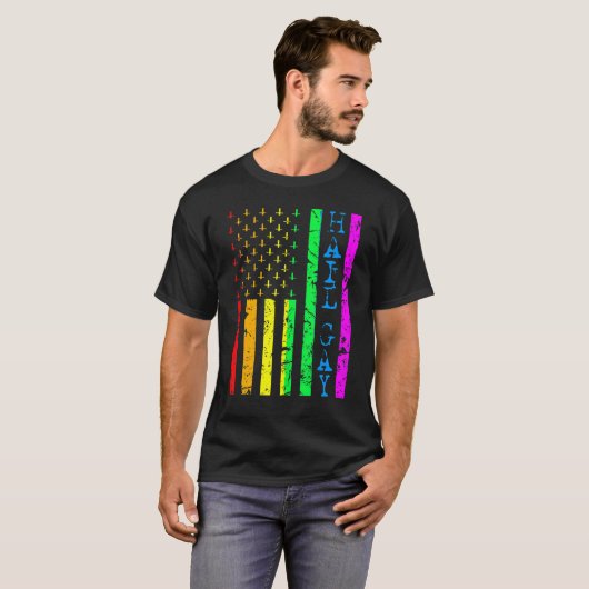 T-shirt Lgbt All Hail Gay pride Drapeau Satanic (Devant entier)