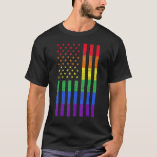 T-shirt Lgbt American Flag Pride Rainbow Gay Lesbian Bi Tr