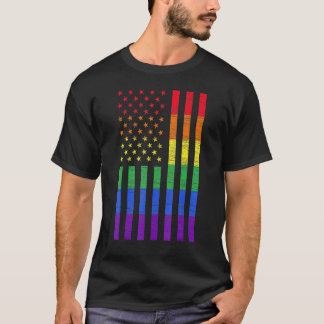 T-shirt Lgbt American Flag Pride Rainbow Gay Lesbian Bi Tr