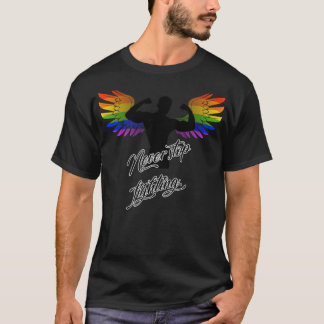 T-shirt LGBT Angel N'arrête jamais de combattre les ailes