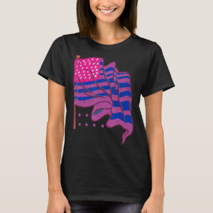 T-shirt Lgbt Bi Pride Bisexualité Us Drapeau American Prid